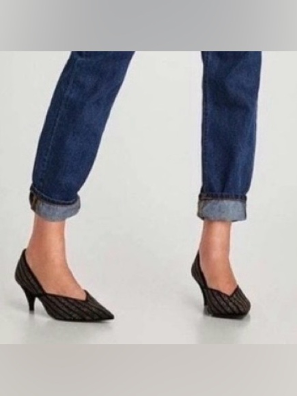 Zara SHINY V VAMP HIGH HEEL COURT SHOES black sz 7.5